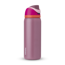 Full profile shot of the 32oz &#39;Crown Jewel&#39; FreeSip water bottle in pink and mauve.
