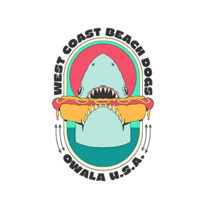 shark eating a hot dog sticker